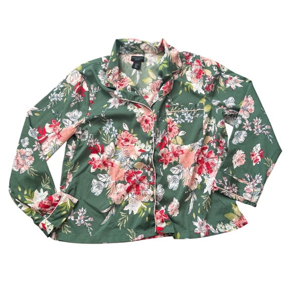 Cynthia Rowley Silky Satin Green Pink Floral 2pc matching set Pajamas Bottoms 🌶️ - Picture 4 of 4